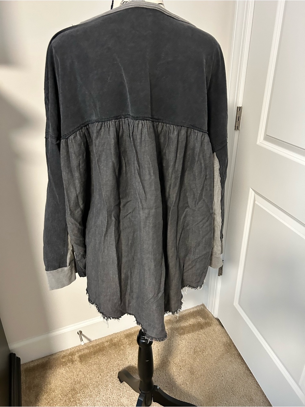 Washed Charcoal Grey Lightweight Pullover Top